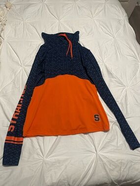 Colosseum Navy and Orange Cowl Neck Pullover Sweater